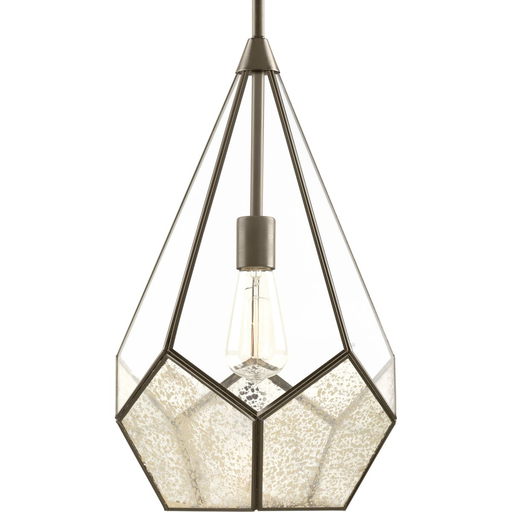Product image for Progress P5319-20 Cinq Collection One-Light Antique Bronze Antique Mirror Glass Global Pendant Light