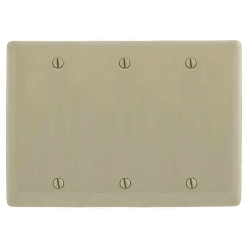 Product image for Hubbell NP33I 3-Gang Ivory Nylon Standard 3-Blank Box Mount Wallplate