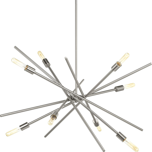 Product image for Progress P400109-009 Astra Collection Eight-Light Brushed Nickel Mid-Century Modern Chandelier Light