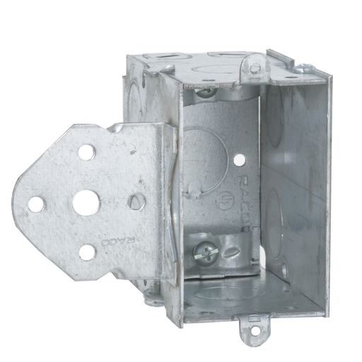 Product image for RACO 603 2 x 3 x 3-1/2 Inch 18 In. Pre-Galvanized Steel B Bracket Mount Gangable Switch Box