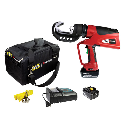 Product image for Burndy PAT444SL5PB Patriot 11-Ton C-Head Dieless Tool, 5.0Ah 18V Li-Ion, 120V-Ac Charger, Nylon Pro Bag