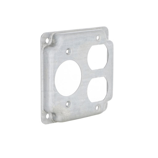 Product image for Raco 831C 4" Square Exposed Work Cover, Raised 1/2", (1) Duplex & (1) 20A TwistLock