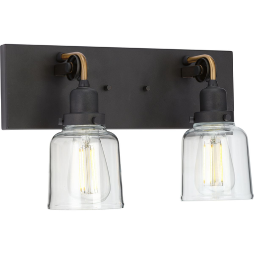 Product image for Progress P300227-143 Rushton Collection Two-Light Graphite Clear Glass Farmhouse Bath Vanity Light
