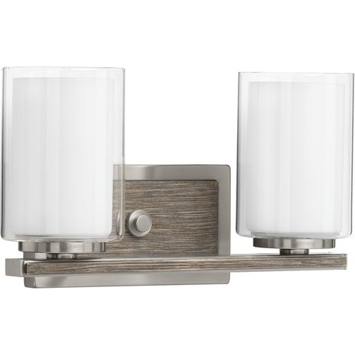 Product image for Progress P300216-009 Mast Collection Two-Light Brushed Nickel Clear Glass Coastal Bath Vanity Light
