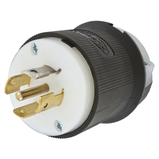 HBL2511 - Locking Devices, Twist-Lock®, Industrial, Male Plug, 20A 3-Phase 120/208VAC, 4-Pole 5-Wire Grounding, L21-20P, Screw Terminal, Black and White