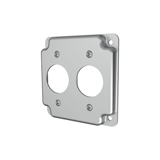Product image for Raco 807C 4" Square Cover, Exposed Work, Two 1.406" dia. Receptacles