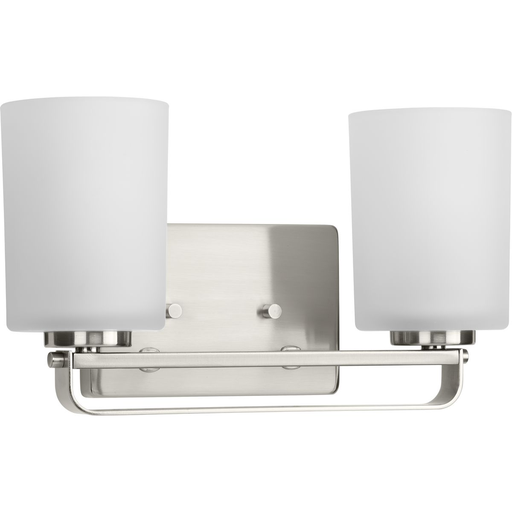 Product image for Progress P300342-009 League Collection Two-Light Brushed Nickel and Etched Glass Modern Farmhouse Bath Vanity Light