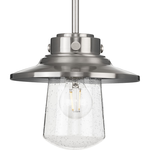 Product image for Progress P550093-135 Tremont Collection One-Light Stainless Steel and Clear Seeded Glass Farmhouse Style Hanging Mini-Pendant Light