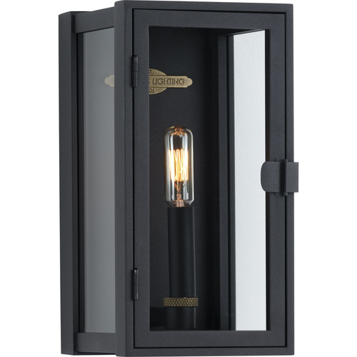 Product image for Progress P560267-031 Stature Collection One-Light Textured Black and Clear Glass Transitional Style Small Outdoor Wall Lantern