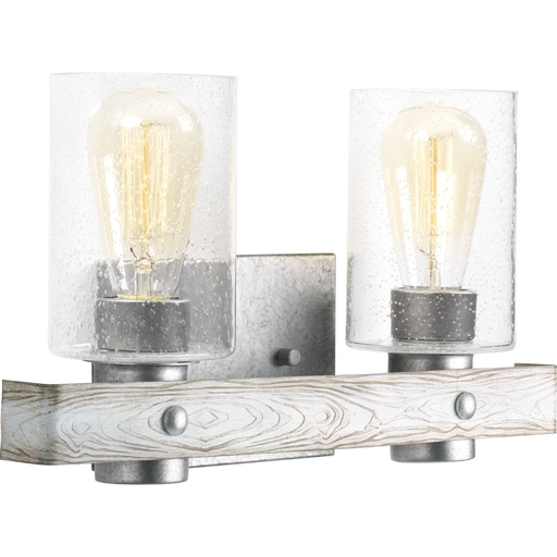 Product image for Progress P300124-141 Gulliver Collection Two-Light Galvanized Finish Clear Seeded Glass Coastal Bath Vanity Light