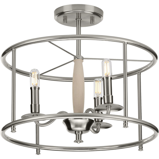 Product image for Progress P350150-009 Durrell Collection Brushed Nickel Semi-Flush Convertible
