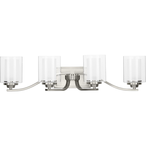 Product image for Progress P300123-009 Kene Collection Four-Light Brushed Nickel Clear Glass Craftsman Bath Vanity Light