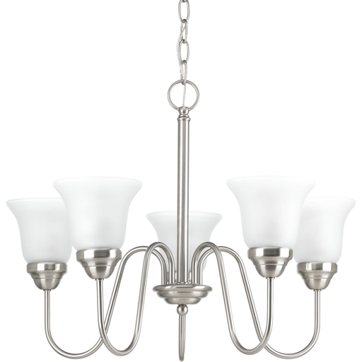 Product image for Progress P4757-09 Classic Collection Five-Light Brushed Nickel Etched Glass Traditional Chandelier Light