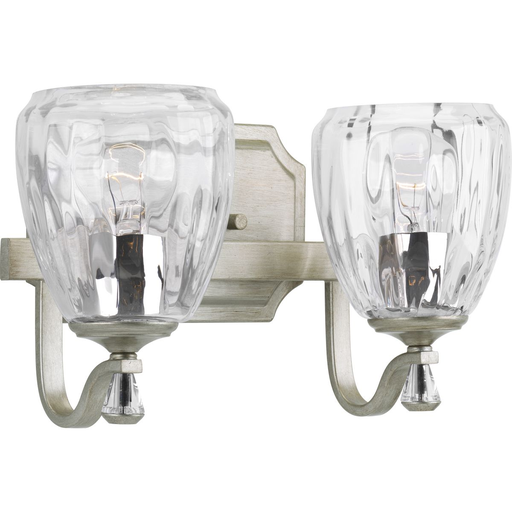 Product image for Progress P300117-134 Anjoux Collection Two-Light Silver Ridge Clear Water Glass Luxe Bath Vanity Light