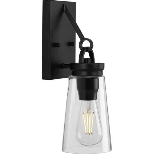 Product image for Progress P710097-031 Stockbrace Collection One-Light Matte Black and Clear Glass Farmhouse Style Wall Light