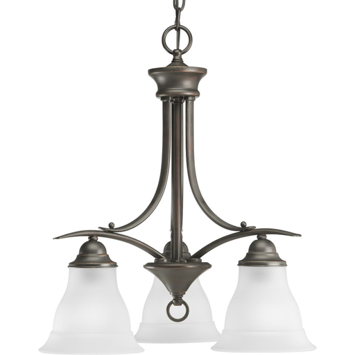 Product image for Progress P4324-20 Trinity Collection Three-Light Antique Bronze Etched Glass Traditional Chandelier Light