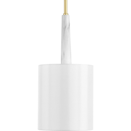 Product image for Progress P500107-078 Palacio Collection One-Light Vintage Gold White Silk Shade Luxe Pendant Light