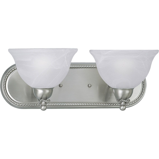 Product image for Progress P3267-09 Avalon Collection Two-Light Brushed Nickel Alabaster Glass Traditional Bath Vanity Light