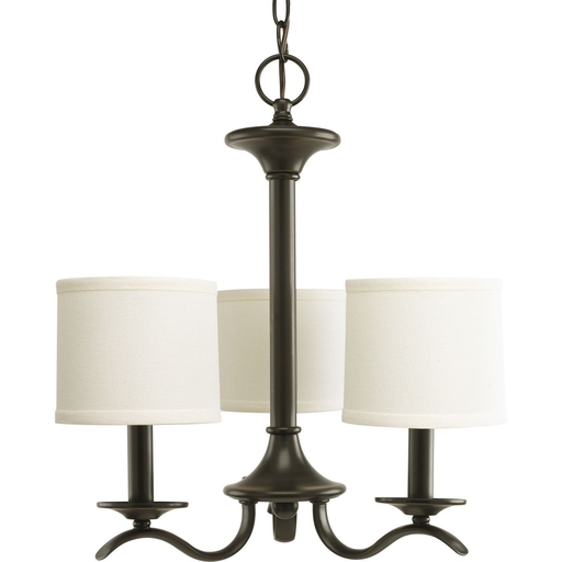 Product image for Progress P4632-20 Inspire Collection Three-Light Antique Bronze Off-White Linen Shade Traditional Chandelier Light