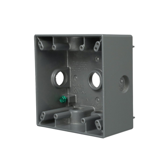 Product image for Raco 5338-0 Two Gang Weatherproof Box, (7) 1/2" Outlets
