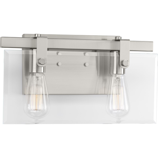 Product image for Progress P300106-009 Glayse Collection Two-Light Brushed Nickel Clear Glass Luxe Bath Vanity Light