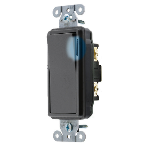 Product image for Hubbell Wiring Devices DS120ILBK 20 Amp 120/277 Volt 1-Pole Decorator Switch