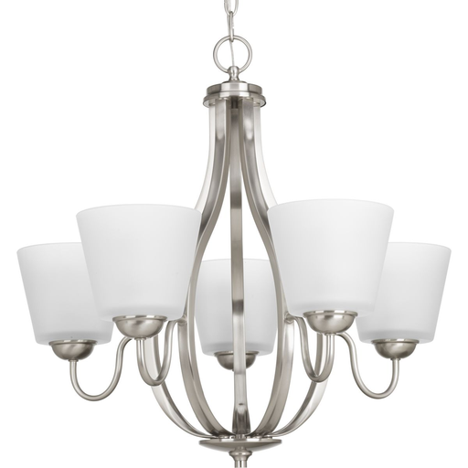 Product image for Progress P4746-09 Arden Collection Five-Light Brushed Nickel Etched Glass Farmhouse Chandelier Light