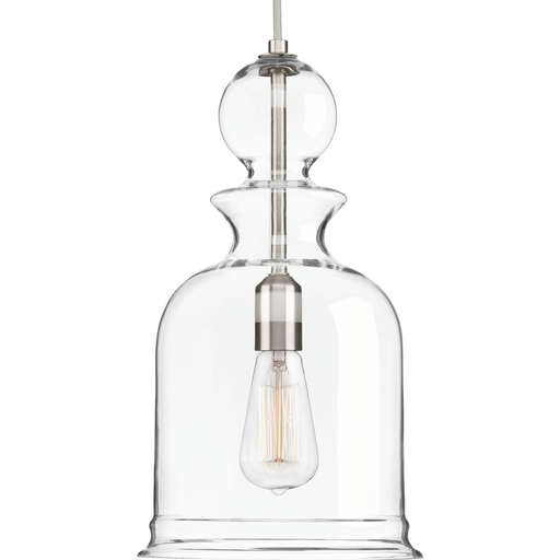Product image for Progress P5333-09 Staunton Collection One-Light Brushed Nickel Clear Glass Global Pendant Light