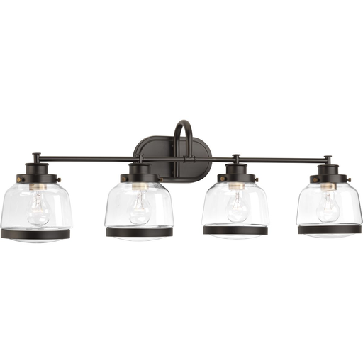 Product image for Progress P300083-020 Judson Collection Four-Light Antique Bronze Clear Glass Farmhouse Bath Vanity Light