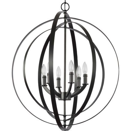 Product image for Progress P3889-31 Equinox Collection Six-Light Matte Black New Traditional Sphere Pendant Light