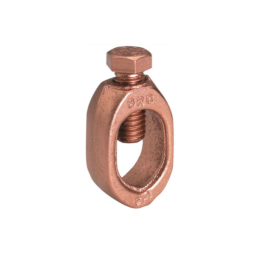 Mechanical Ground Rod Clamp, For Cable to Rod, High Strength, 10 AWG (Sol)- 2 AWG (Str), 1/2" Drive Rod, 3/8" Stud