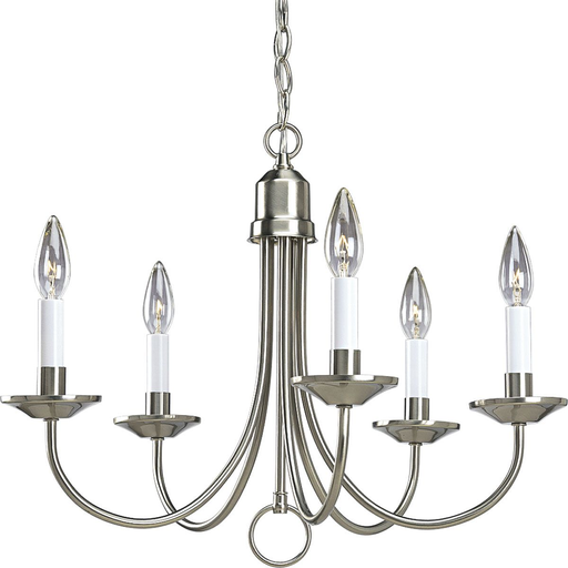 Product image for Progress P4008-09 Five-Light Brushed Nickel White Candles Traditional Chandelier Light