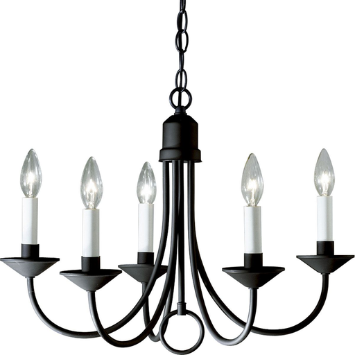 Product image for Progress P4008-31 Five-Light Textured Black White Candles Traditional Chandelier Light