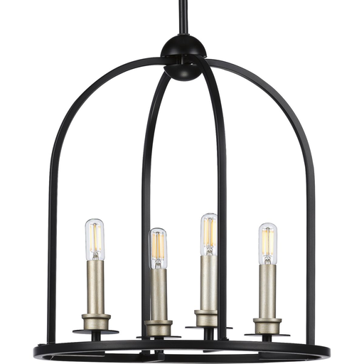 Product image for Progress P500121-031 Seneca Collection Four-Light Matte Black Farmhouse Pendant Light