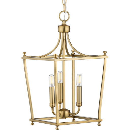 Mayer-DDS-Brushed bronze three-light foyer with open-cage design.-1