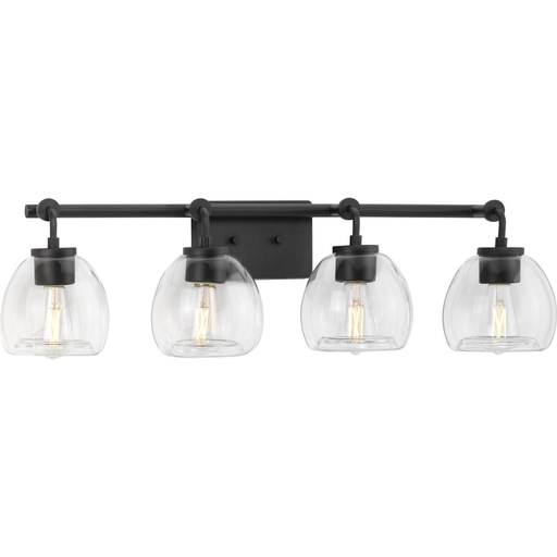 Product image for Progress P300348-143 Caisson Collection Four-Light Graphite Clear Glass Urban Industrial Bath Vanity Light