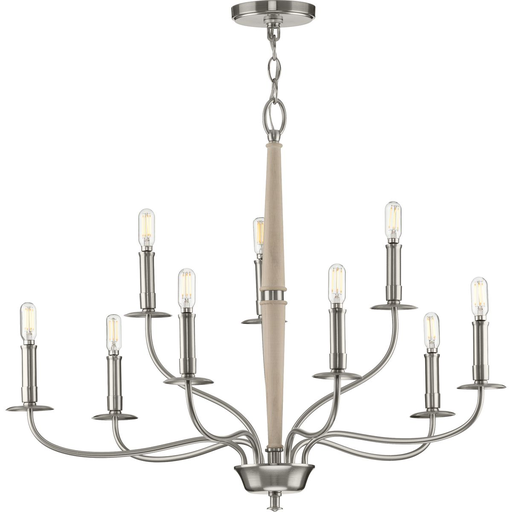 Product image for Progress P400200-009 Durrell Collection Nine-Light Brushed Nickel Coastal Chandelier Light