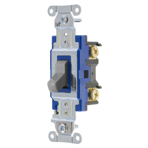Switches and Lighting Controls, Hubbell- PRO Series, Toggle Switches, General Purpose AC, Three Way, 15A 120/277V AC, Back and Side Wired, Gray