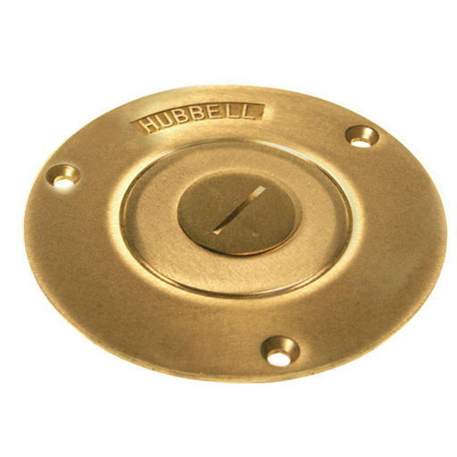 Product image for Raco 6287 3-7/8" Round Brass Floor Box Cover with Threaded 3/4" Combination Plug