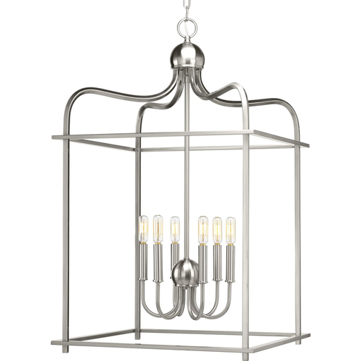 Product image for Progress P500037-009 Assembly Hall Collection Six-Light Brushed Nickel Coastal Pendant Light