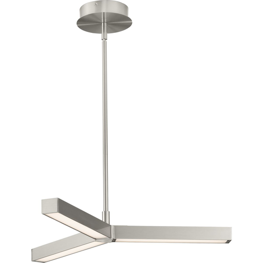 Product image for Progress P400257-009-30 Planck LED Collection Three-Light Brushed Nickel Modern Style Chandelier Light