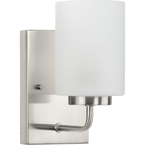 Product image for Progress P300327-009 Merry Collection One-Light Brushed Nickel and Etched Glass Transitional Style Bath Vanity Wall Light