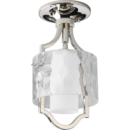 Product image for Progress P5044-104WB Caress Collection One-Light Polished Nickel Clear Water Glass Luxe Mini-Pendant Light