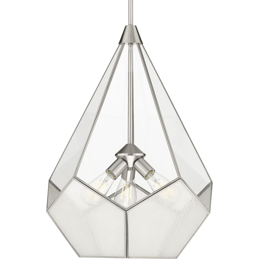 Product image for Progress P5322-09 Cinq Collection Three-Light Brushed Nickel Clear Glass Global Pendant Light