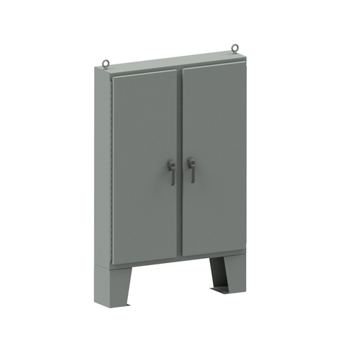 N4 Double Door Floor-Mount 3-Point Handle 74X72X12 Carbon Steel - Gray