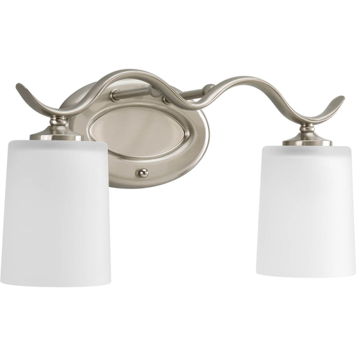 Product image for Progress P2019-09 Inspire Collection Two-Light Brushed Nickel Etched Glass Traditional Bath Vanity Light