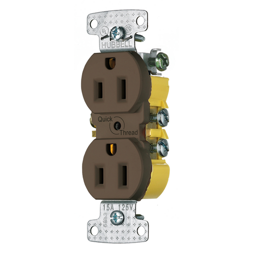 Mayer-DDS-RCPT DUP, 15A 125V, B/S WIRE QCK-PLT, BR-1