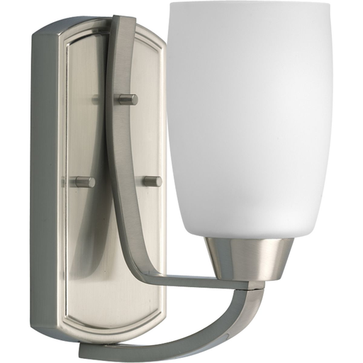 Product image for Progress P2794-09 Wisten Collection One-Light Brushed Nickel Etched Glass Modern Bath Vanity Light