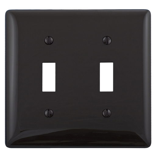 Product image for Hubbell Wiring Devices NPJ2BK 2-Gang Black Nylon Medium 2-Toggle Switch Wallplate