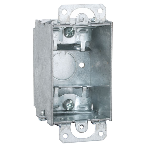 440 - 3 in. x 2 in. Switch Box, Gangable, 2 in. Deep, One 1/2 in. KO & AC/MC/Flex Clamps, Plaster Ears